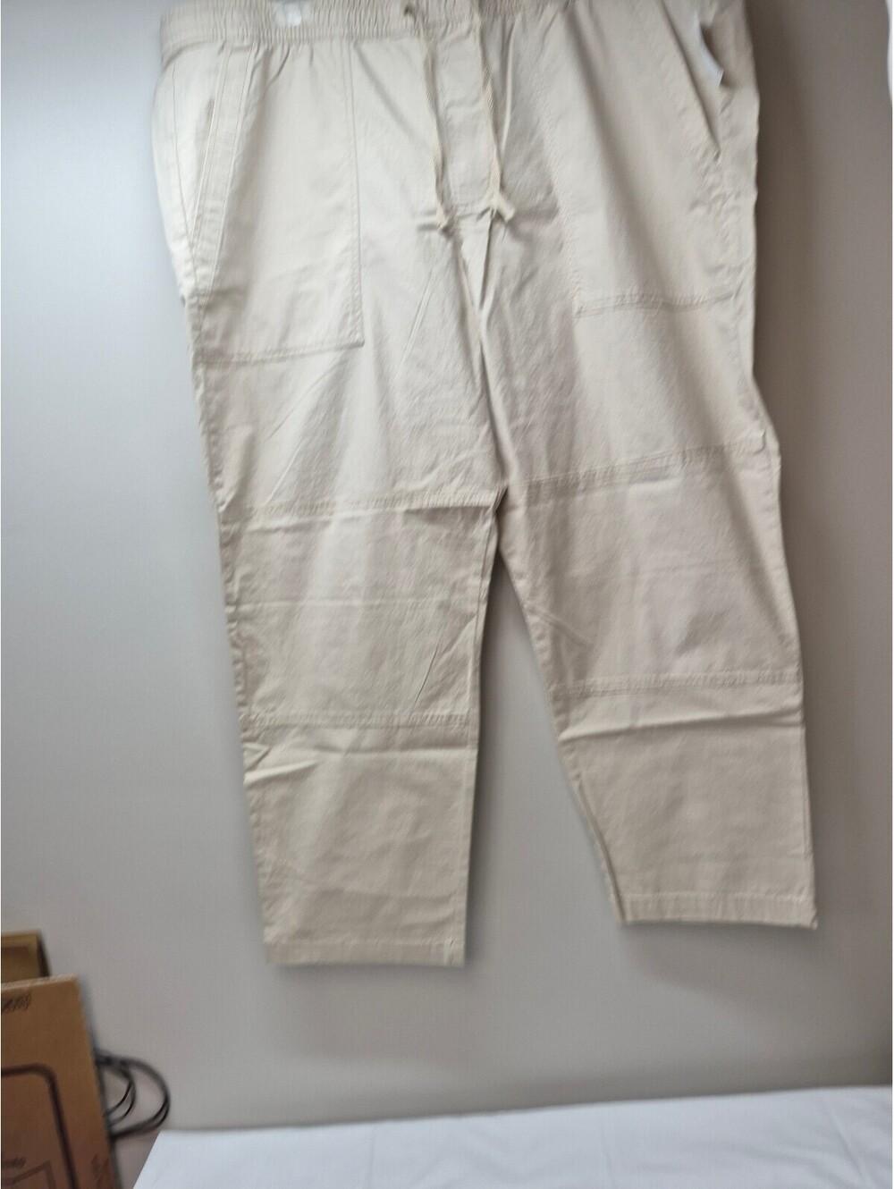 Gap Women's Beige XXL Casual Drawstring Cotton Pants B483